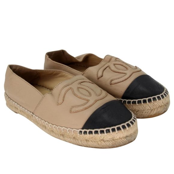 Chanel Espadrille CC 35 Leather Cap Toe Flats CC-S0207P-C029 - Picture 5 of 10